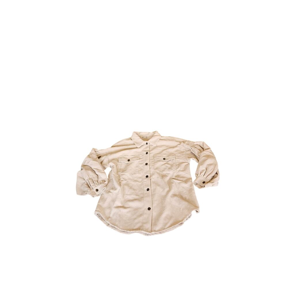 She + Sky Cream Corduroy Shacket XL Button Front Lined Oversized Jacket Shirt